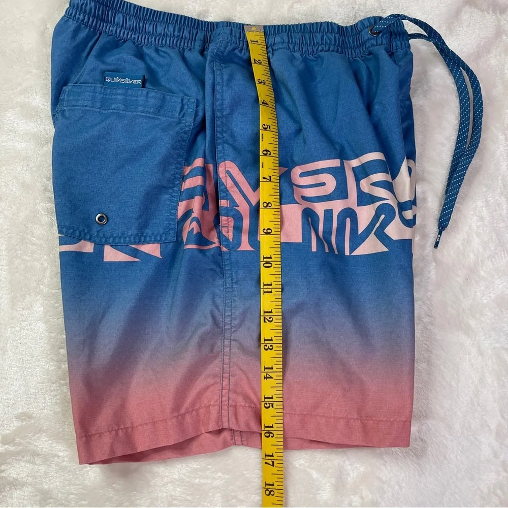 Quiksilver WordBlock Blue Pink Ombre Swim Shorts Size Large